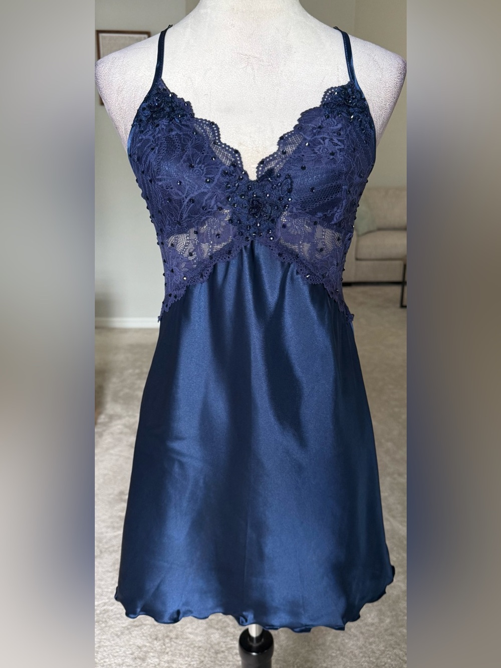 Navy Blue Slip Dress Dance Costume